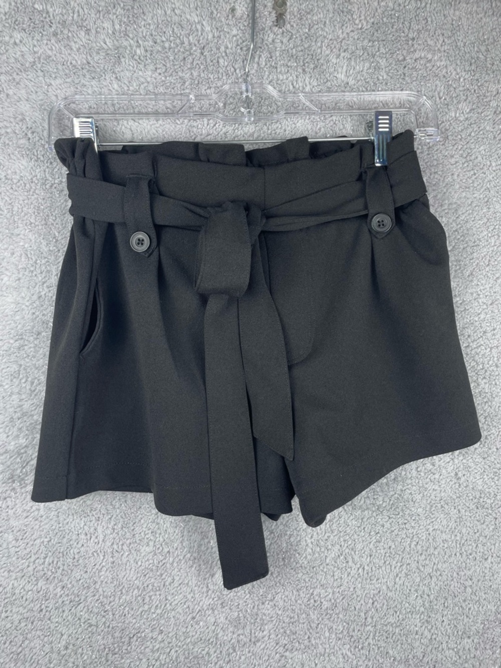 Sincerly Jules Black High-Waist Paperbag Tie Shorts